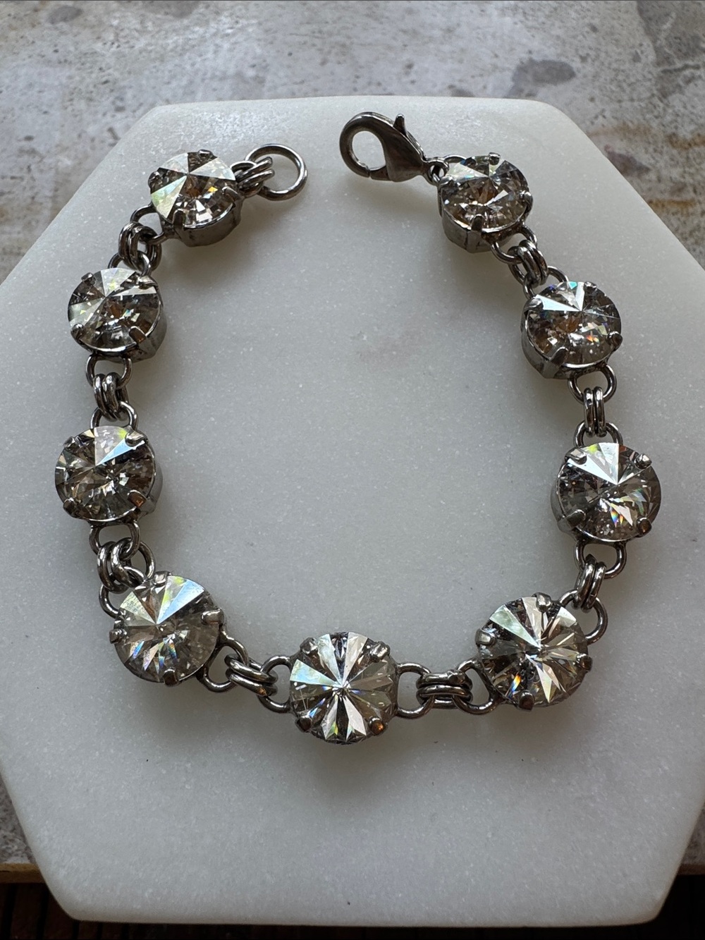 Sorrelli Crystal Link Bracelet - Clear Crystal on Silver Tone